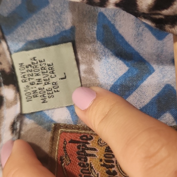 Men's Pineapple Connection Blue Patterned Short Sleeve Button Up Shirt Size L‎ - Picture 3 of 4